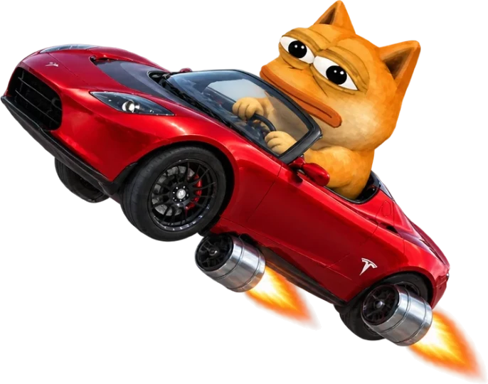 Dope driving the red Roadster with jet engines firing